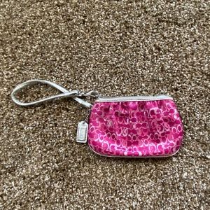Coach Magenta/Silver Card Holder Pouch